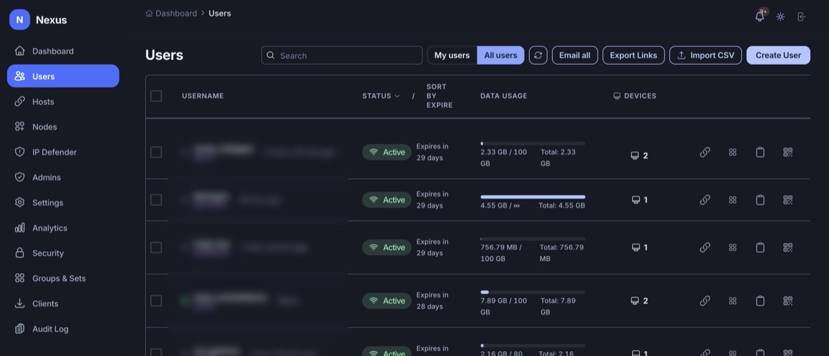 Create and manage users with real device and IP limits